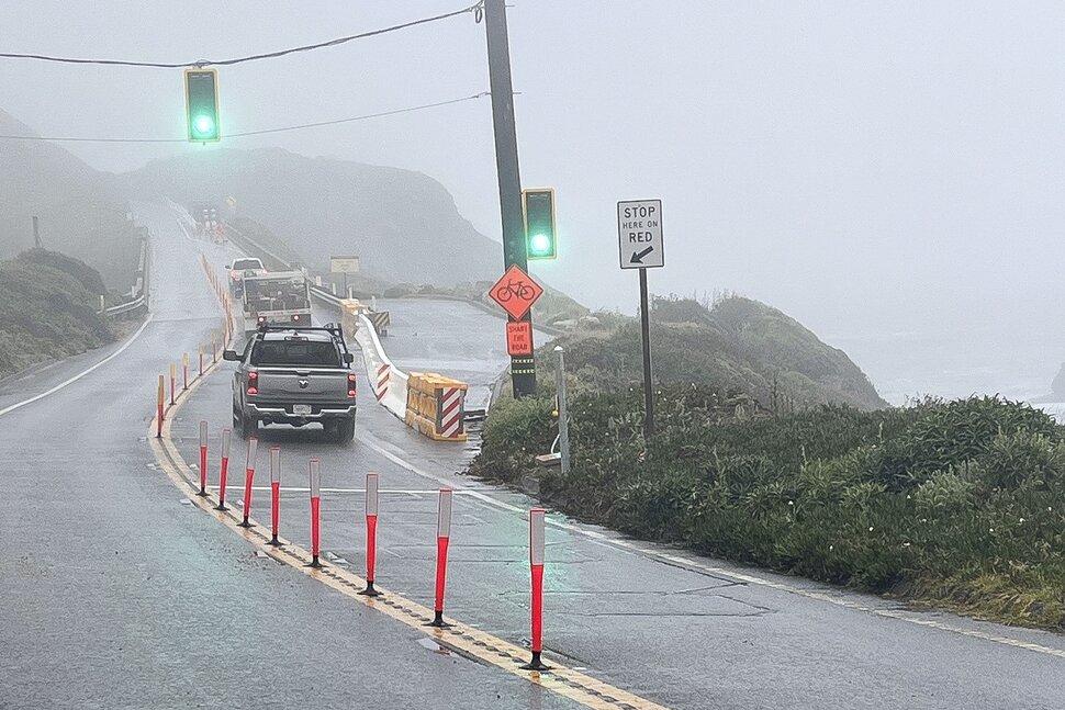 California Scenic Highway 1 to Big Sur is open to travel around the clock as slide repairs progress